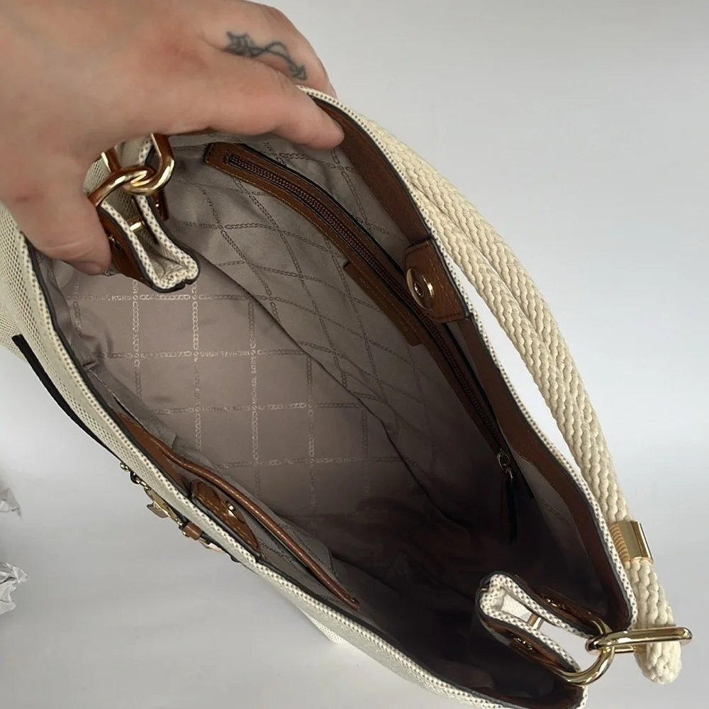 Michael Kors Amy Large Rope Hobo Shoulder Bag - Natural